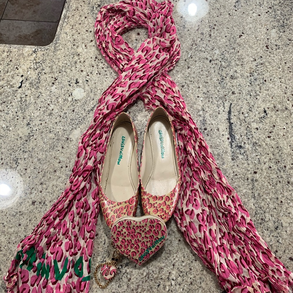 Louis Vuitton shoes ,scarf and lil bag set